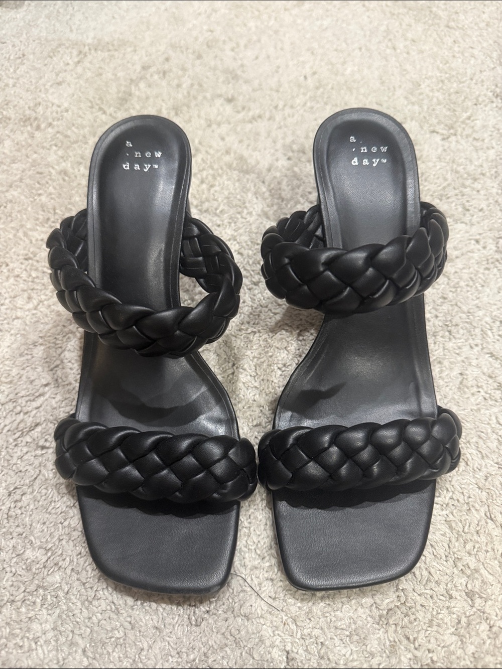 a new day Black Braided Double-Strap Slide Heels